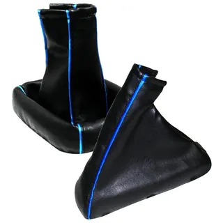 AERZETIX - Satz schaltsack + handbremssack - Kunstleder - Farbe Schwarze/blau - für Auto