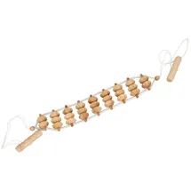 Gravidus Massageband für Rücken mit Rollen Rückenmassagegerät Massagegerät Rücken mit Griffen aus Holz und 47 cm Rollfläche