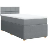 vidaXL Boxspringbett mit Matratze Hellgrau 100x200 cm Stoff