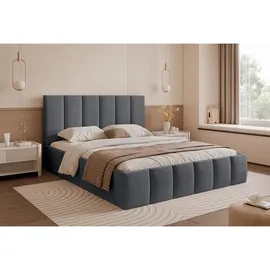 Selsey Polsterbett 140x200 cm, mit Bettkasten und Lattenrost, dunkelgrau -
