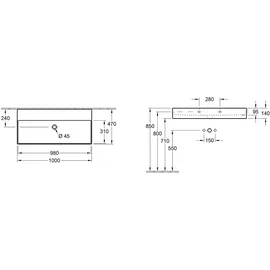Villeroy & Boch Memento 2.0 Wandwaschtisch 100 x 47 cm 4A22A3R1