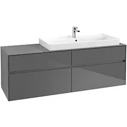 Villeroy & Boch Collaro Waschtischunterschrank C03000FP 160x54,8x50cm, Waschtisch rechts, Glossy Grey