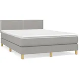 vidaXL Boxspringbett mit Matratze Hellgrau 140x200 cm Stoff