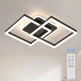 ANTENLICHT LED Deckenlamape Wohnzimmer Modern Geometrisch, 40W Wohnzimmerlampe mit Fernbedienung Stufenlos Dimmbar 3000-6500K, Deckenleuchte aus Metall für Wohnzimmer Schlafzimmer, Schwarz