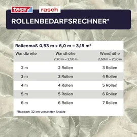 tesa rasch Cuba Vliestapete 6,00 m x 0,53 m 1 St Beige/Grün 371727