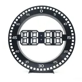 ZEUOPQ Wanduhr Wohnzimmer-Wanduhr, Tragbare 3D-LED-Wanduhr, Vertikale Nachttischuhr (mit Springenden Sekunden, USB-Aufladung, Einfach zu Bedienen) schwarz