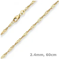 Schmuck Krone Goldkette 2,4mm Singapurkette aus 333 Gelbgold 60cm, Gold 333 goldfarben