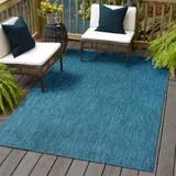 Sanat Melissa Outdoor Teppich Wetterfest - Wasserabweisend für Innen und Außenbereich, Balkon, Terrasse, Garten, Wohnzimmer oder Küche - Blau, 80x150 cm