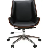 miliboo Design-Bürosessel dunkles Holz und Schwarz CURVED