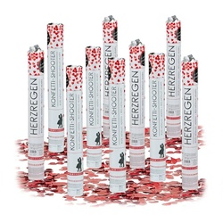 relaxdays Konfetti 10 x Party Popper 40 cm Herzen rot