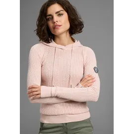 KangaROOS Kapuzenpullover im feinen Zopf-Strick-Design Rosa 44/46