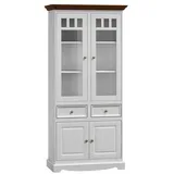 JVmoebel Vitrine Klassische Eckvitrine aus Holz mit Glastüren und Stauraum Made in Europa weiß