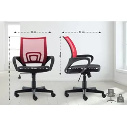 DELUKE® Bürostuhl PARIS - 88x56x54, Rot | Kunstleder | Kunststoff Gestell | ergonomische Bürostühle Homeoffice Stuhl mit Rollen