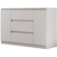 Beautysofa Kommode, Weiß, Holzwerkstoff, 3 Schubladen, 120x78x39 cm, Wohnzimmer,