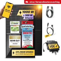 Balkonkraftwerk 1000W / 800W Solaranlage Steckerfertig WIFI Komplettset Photovoltaik Anlage 800W 5m
