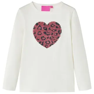 Kinder Langarmshirt Pailletten-Herz Langarm T-Shirt Jungen Kindershirt Ecru 92 - 92 (1.5-2 J)