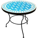 Orientalischer Mosaiktisch Estrella Türkis Weiss, 60cm, 45cm hoch