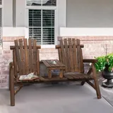Outsunny Gartenbank Mit Tisch, Gartenmöbel, Sitzbank, 2 Stühle, Massivholz, Braun, 157 X 88 X 103 Cm