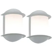 ETC Shop Wandleuchte Aussen Wandlampe Garten Terrassenleuchte Außen, Aluguss silber, 1x led 7W 550Lm, LxAxH 16x22x10 cm, 2er Set