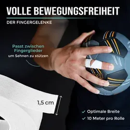 PULLUP & DIP Fingertape extra starkem Kleber, 3 Rollen Klettertape Finger, Torwart Training (Weiß)