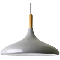 Bamyum Champion Pendelleuchte aus Holz und Metall 35 cm, Grau Lampe