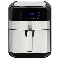 Camry CR6311 Heißluftfritteuse 5 L Ölfrei 8 Programme Timer, Temperatur 80-200°C Backofen, 2500W, Schwarz/Argento.