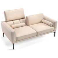 Sofanella 2-Sitzer Leder Salerno, Relaxsofa, Designsofa, Designer Couch, Italienisches Sofa, 2er Sofa beige