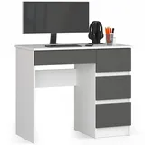 akord furniture factory AKORD A7 rechts Weiß mit Front Graphitgrau B90 x H77 x T50 cm | Weiß