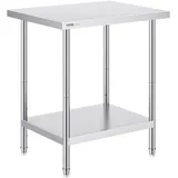 Vevor Zubereitungstisch Edelstahl, Zubereitungstisch 610 x 762 x 864 mm, 318 kg Tragkraft, Arbeitstisch mit 3 einstellbaren Höhenstufen, gewerbliche Arbeitsstation für Küche, Restaurant, Hinterhof