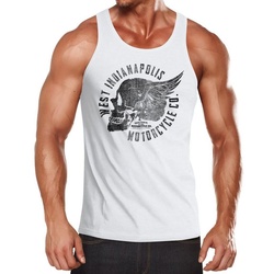 Neverless Tanktop Herren Tank Top Motorrad Biker Totenkopf Skull Wings Vintage Neverless® mit Print weiß XXL
