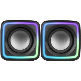 Mars Gaming MSCUBE, Kompakte 8W Gaming-Lautsprecher, Raumklang-DSP-Sound, RGB Active-Flow, Steuerbox, USB + 3,5mm Klinke, Schwarz