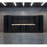 feistos Werkstattschrank Holz/Metall/Stahl schwarz 13 Fächer