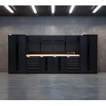feistos Werkstattschrank Holz/Metall/Stahl schwarz 13 Fächer