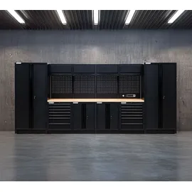 feistos Werkstattschrank Holz/Metall/Stahl schwarz 13 Fächer