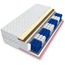 Fdm Matratze 140x200, Taschenfederkern 7 Zonen H3 Latex VISCO Memory Kokos, LIVE 21cm