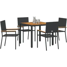 vidaXL Garten Essgruppe Schwarz Poly Rattan