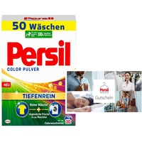 10 € Persil Service Gutschein - Textilreinigung via Paketversand & Persil Color Pulver Tiefenrein Waschmittel (50 Waschladungen), Colorwaschmittel für reine Wäsche