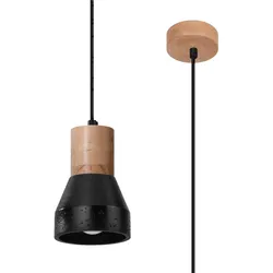 Pendelleuchte QUBIC Holz Beton schwarz E27
