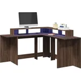 vidaXL LED-Schreibtisch Braun Eichen-Optik 152x152x91 Holzwerkstoff - Braun