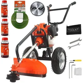 weissmann demon kraft&dele Motorsense mit Verbrennungsrädern, Rasenmäher, 5,2 PS, Benzinmischung: Öl