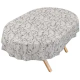 ANRO Tischdecke Wachstuch 3.0 abwaschbar Magnolia Tischwäsche (Einzelstück 1-tlg), wasserabweisend PU-Beschichtet monos Anthrazit Oval 240x140cm schwarz Oval | 140 cm x 240 cm