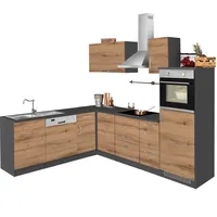 kochstation Winkelküche L-Form 210 x 270 cm grau