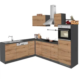 kochstation Winkelküche L-Form 210 x 270 cm grau