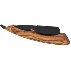 Rasiermesser mit Holzgriff, Rasiermesser für die Bartpflege, gerade Klapprasierer schwarz