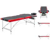 vidaXL Massageliege Klappbar 3-Zonen Aluminiumgestell Schwarz und Rot