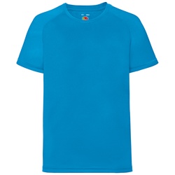 Fruit of the Loom Performance T Kids Kinder T-Shirt Sport Shirt Fitness NEU, azurblau, 104