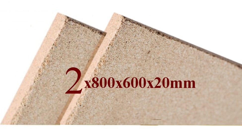 2x Vermiculite Brandschutzplatten | 800x600x20mm | Schamotte-Ersatz