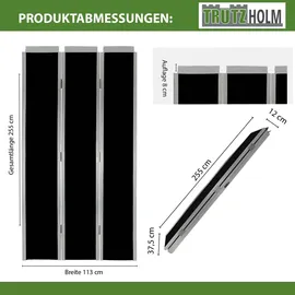 Baumarktplus DREIBREIT by TRUTZHOLM Alu Auffahrrampe 255 cm extra lang 2-fach klappbar Tragkraft 1020kg schwarz beschichtet