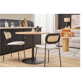 miliboo Designer Esstisch aus runder Eiche und Schwarzem Holz D90 cm Calista