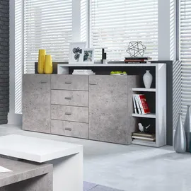 petits-meubles Sideboard 180 cm Weiß / Beton